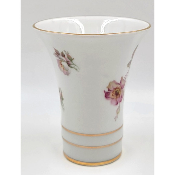 Schumann Arzberg Briar Rose Vase Bavaria Germany Gold Trim Porcelain 1950s - Picture 7 of 9